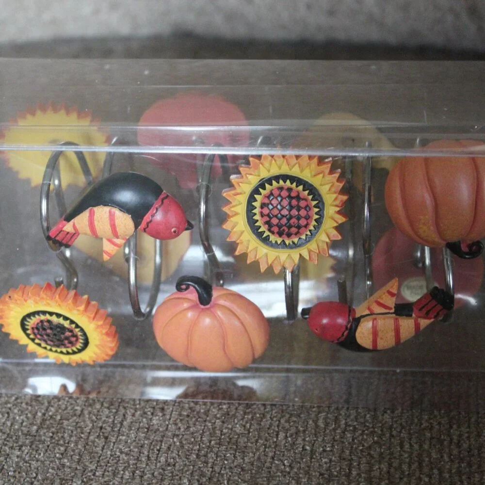 Harvest Home Shower Hooks Bernadette Deming Penny Lane Fall Pumpkin Bird NEW